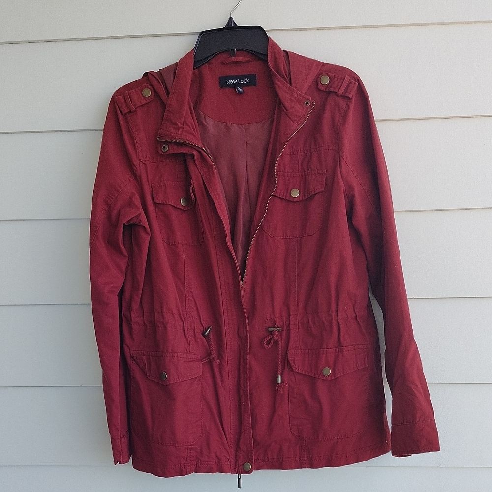 New Look Red Utility Jacket with Collared Neckline